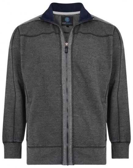 Kam Jeans 7011 Full Zip Sweat Charcoal - Herren-sweater und -hoodies - Herren-Sweater und -Hoodies in großen Größen