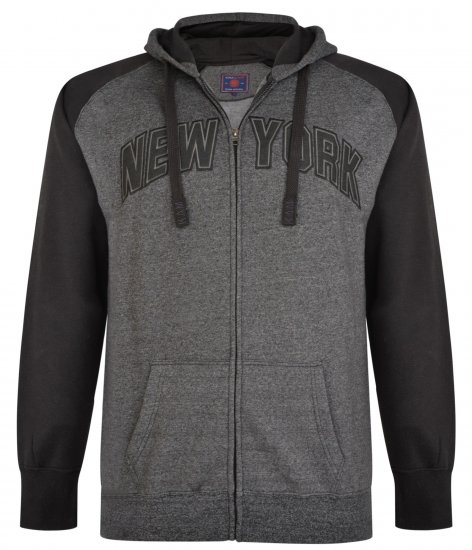 Kam Jeans Zip Thru Hoody Black - Herren-sweater und -hoodies - Herren-Sweater und -Hoodies in großen Größen