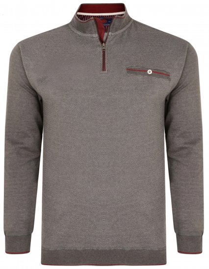 Kam Jeans 7020 1/4 Zip Sweater Charcoal - Herren-sweater und -hoodies - Herren-Sweater und -Hoodies in großen Größen