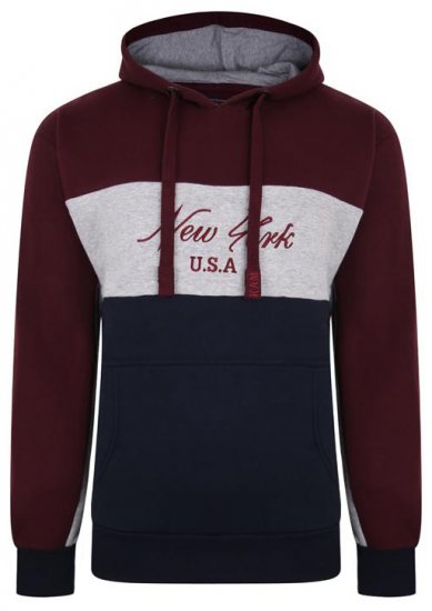 Kam Jeans 7033 NY Over The Head Hoodie Burgundy - Herren-sweater und -hoodies - Herren-Sweater und -Hoodies in großen Größen