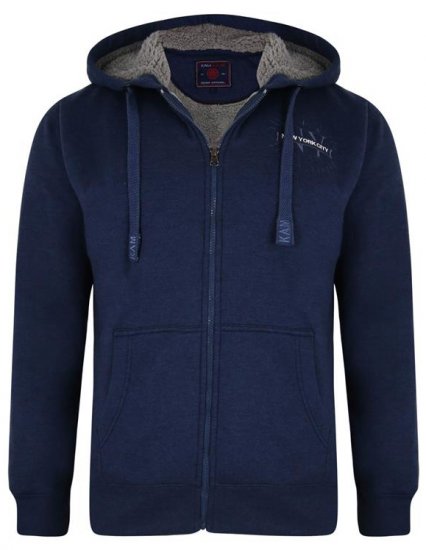 Kam Jeans 7038 Sherpa Lined Hoodie Indigo - Herren-sweater und -hoodies - Herren-Sweater und -Hoodies in großen Größen