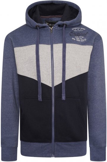 Kam Jeans 7070 Panelled Hoody with EMB Blue - Herren-sweater und -hoodies - Herren-Sweater und -Hoodies in großen Größen