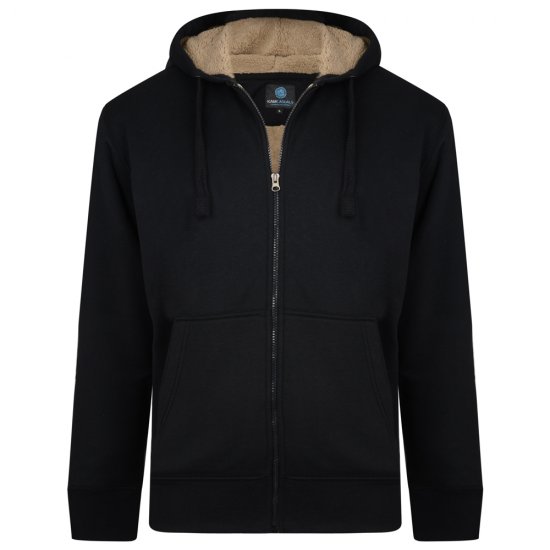Kam Jeans 709 Sherpa Lined Hoodie Black - Herren-sweater und -hoodies - Herren-Sweater und -Hoodies in großen Größen