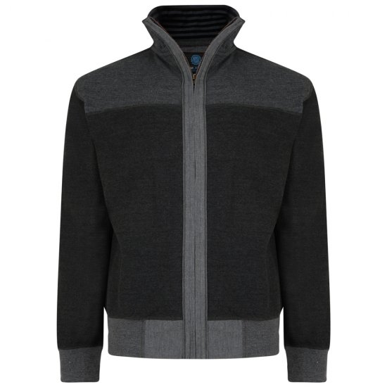 Kam Jeans 715 Full Zip Sweater Charcoal - Herren-sweater und -hoodies - Herren-Sweater und -Hoodies in großen Größen