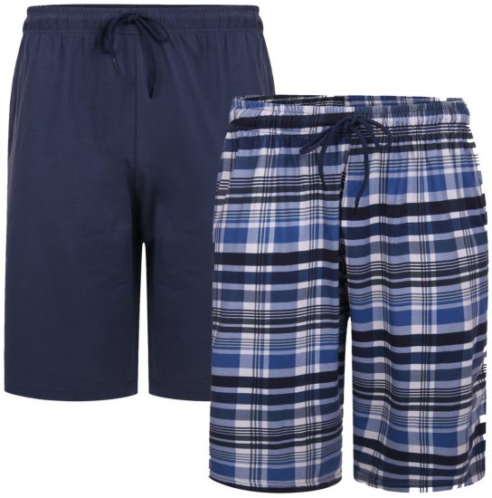 Kam Jeans 875 Lounge shorts Navy, Checked 2-pack - Herrenunterwäsche & bademode - Herrenunterwäsche & Bademode in großen Größen