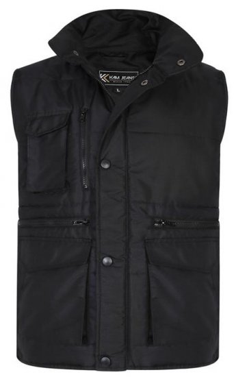 Kam Jeans KV115 Military Multi Pocket Vest Black - Herren Jacken in großen Größen - Herren Jacken in großen Größen
