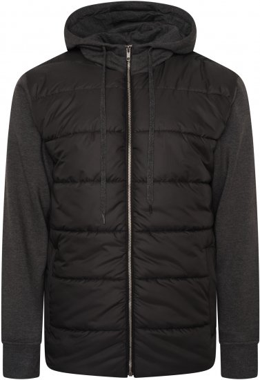 Kam Jeans KV135 Quilted Zip Thru Hoody with Padded Body & Jersey Sleeves Black TALL SIZES - HERRENBEKLEIDUNG MT-6XLT - Langgrößen für Herren