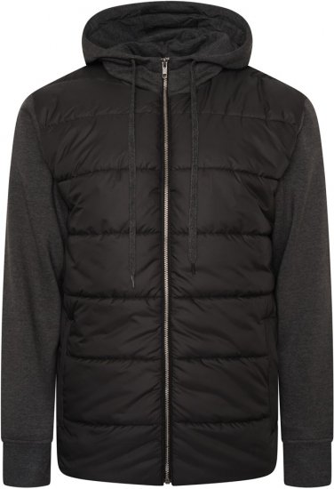 Kam Jeans KV135 Quilted Zip Thru Hoody with Padded Body & Jersey Sleeves Black - Herren-sweater und -hoodies - Herren-Sweater und -Hoodies in großen Größen