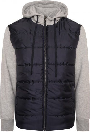 Kam Jeans KV135 Quilted Zip Thru Hoody with Padded Body & Jersey Sleeves Navy - Herren jacken - Herren Jacken in großen Größen