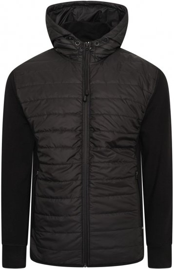 Kam Jeans KV136 Padded Body And Jersey Sleeves Hybrid Zip Thru Quilted Hoody Black TALL SIZES - HERRENBEKLEIDUNG MT-6XLT - Langgrößen für Herren