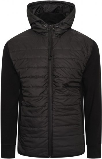 Kam Jeans KV136 Padded Body And Jersey Sleeves Hybrid Zip Thru Quilted Hoody Black - Herren jacken - Herren Jacken in großen Größen