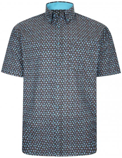 Kam Jeans P010 Premium Short sleeve Shirt Charcoal - Herrenhemden - Herrenhemden in großen Größen