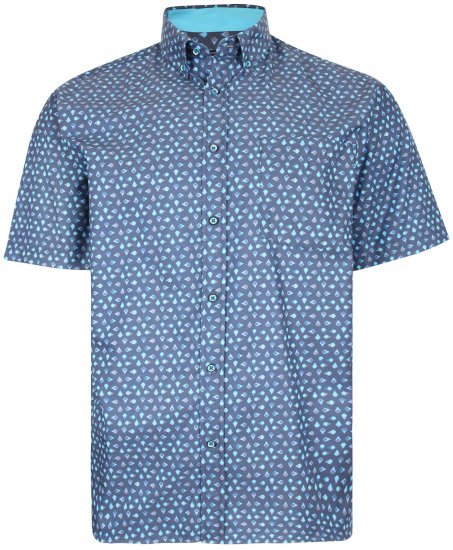Kam Jeans P010 Premium Short sleeve Shirt Indigo - Herrenhemden - Herrenhemden in großen Größen