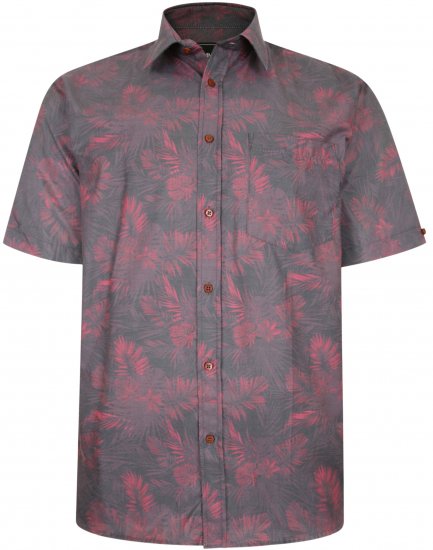 Kam Jeans P013 Premium Floral Print Shirt Burgundy - Herrenhemden - Herrenhemden in großen Größen