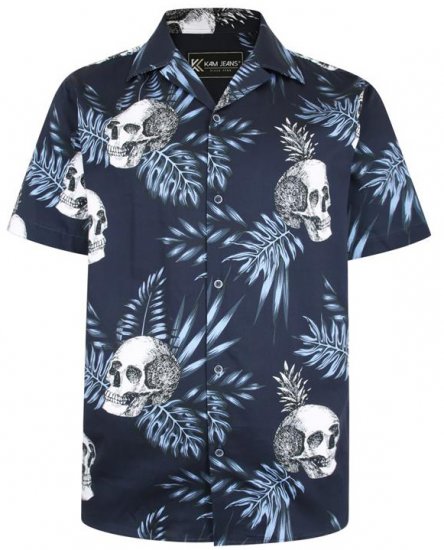 Kam Jeans P015 Casual Shirt with Skull Print - Herrenhemden - Herrenhemden in großen Größen