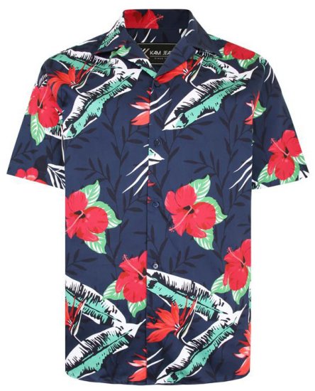 Kam Jeans P017 Casual Floral Print Shirt - Herrenhemden - Herrenhemden in großen Größen