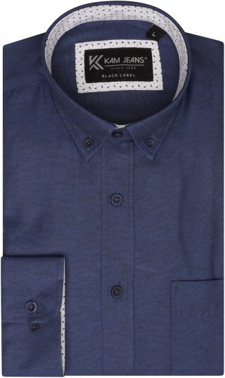 Kam Jeans P020 Premium Long sleeve Oxford Shirt Navy - Herrenhemden - Herrenhemden in großen Größen