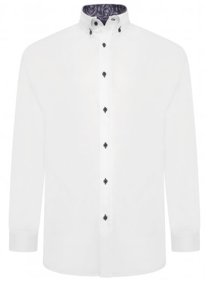 Kam Jeans P023 L/S Premium Stretch Shirt White - Herrenhemden - Herrenhemden in großen Größen
