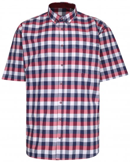 Kam Jeans 642 Premium Short Sleeve Shirt Red - Herrenhemden - Herrenhemden in großen Größen