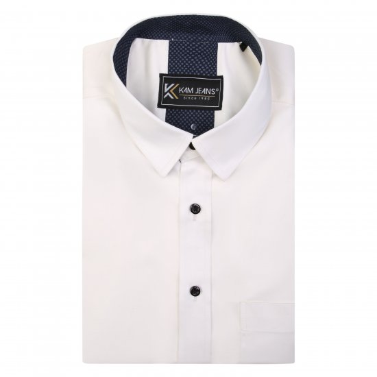 Kam Jeans P684 Premium Stretch Shirt White - Herrenhemden - Herrenhemden in großen Größen