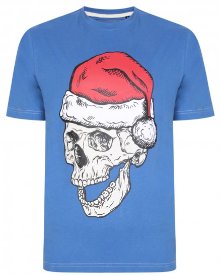 Kam Jeans X017 Santa Skull Print Tee Blue - Herren-T-shirts - Herren-T-Shirts in großen Größen