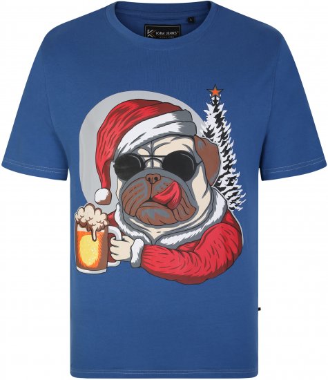 KBS X021 Dog Beer Print T-Shirt Blue - Herren-T-Shirts in großen Größen - Herren-T-Shirts in großen Größen