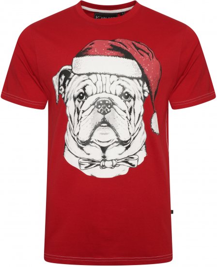 Kam Jeans X027 Distressed Diners Print T-Shirt Red - Herren-T-Shirts in großen Größen - Herren-T-Shirts in großen Größen