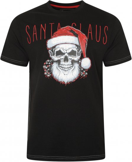 Kam Jeans X029 Santa Claus Skull Print T-Shirt Black - Herren-T-Shirts in großen Größen - Herren-T-Shirts in großen Größen