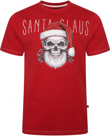 Kam Jeans X029 Santa Claus Skull Print T-Shirt Red - Herren-T-Shirts in großen Größen - Herren-T-Shirts in großen Größen