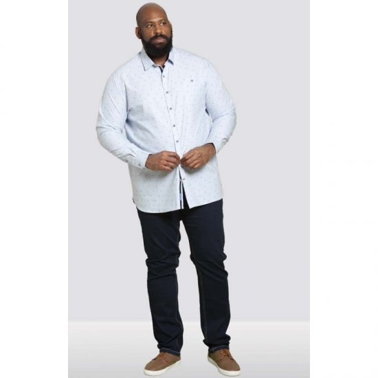 D555 Addington Printed Oxford Shirt Blue - Herrenhemden - Herrenhemden in großen Größen