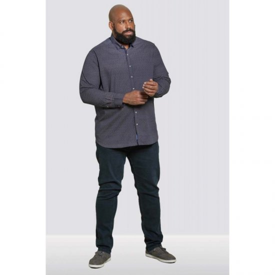 D555 Babworth Long Sleeve Shirt Navy - Herrenhemden - Herrenhemden in großen Größen
