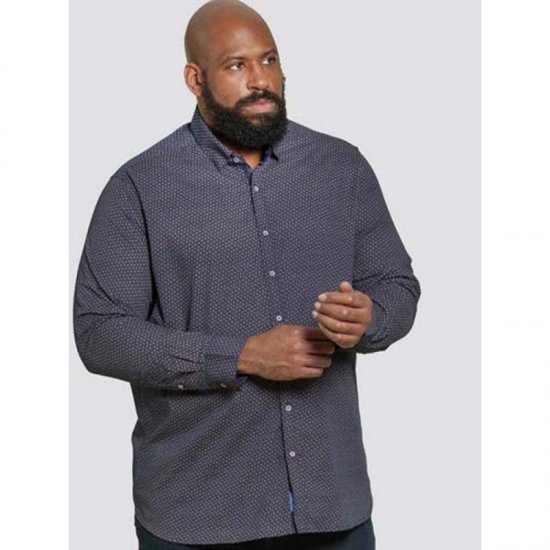 D555 Babworth Long Sleeve Shirt Navy - Herrenhemden - Herrenhemden in großen Größen