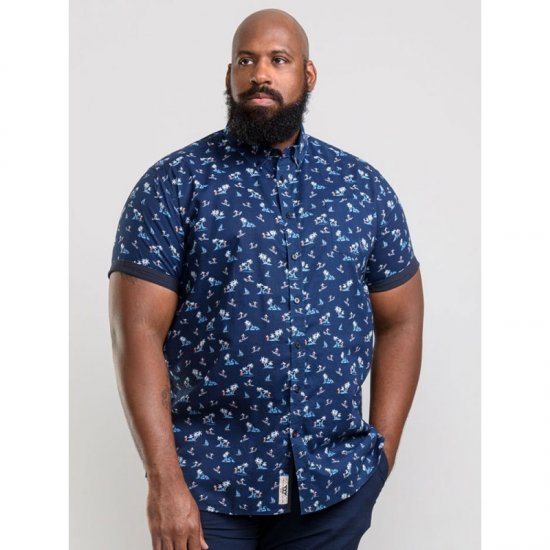 D555 Davian Hawaii Shirt Navy - Herrenhemden - Herrenhemden in großen Größen
