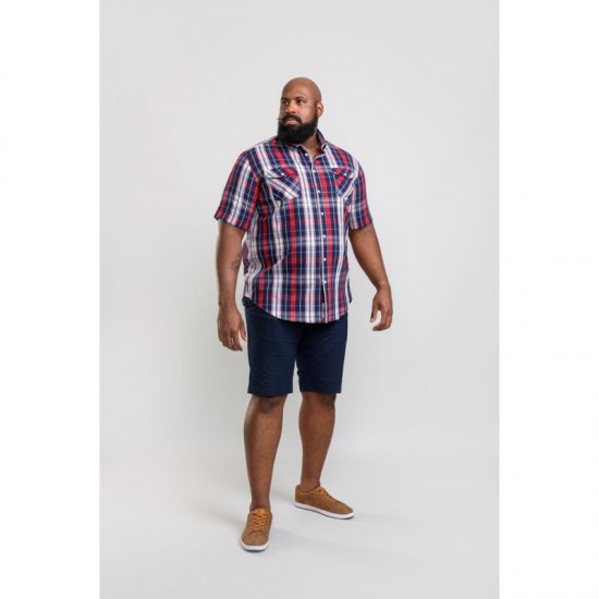D555 Terell Shirt Navy/Red - Herrenhemden - Herrenhemden in großen Größen
