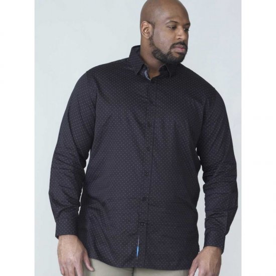D555 Jahine Long Sleeve Printed Shirt Black - Herrenhemden - Herrenhemden in großen Größen