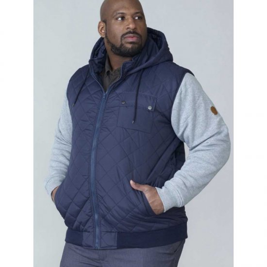 D555 Willie Hooded Quilted Jacket with Fleece sleeves - Herren jacken - Herren Jacken in großen Größen