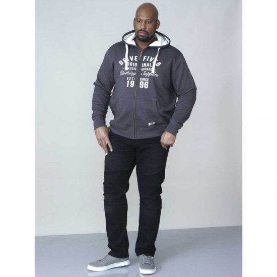D555 Vadal Full Zip Hoodie Charcoal - Herren-sweater und -hoodies - Herren-Sweater und -Hoodies in großen Größen