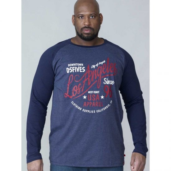 D555 Neill Long Sleeve T-shirt Navy - Herren-T-shirts - Herren-T-Shirts in großen Größen