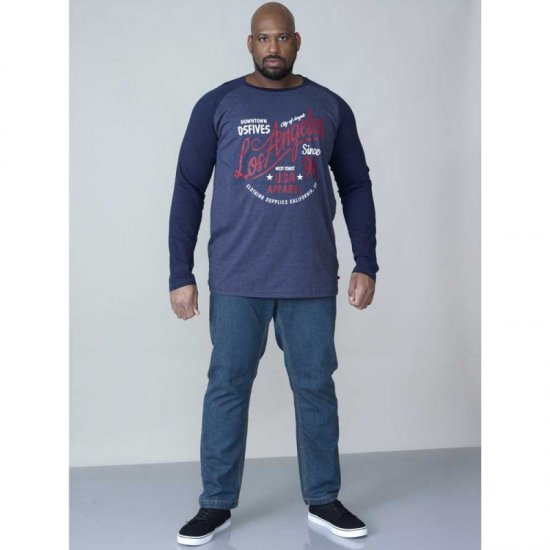 D555 Neill Long Sleeve T-shirt Navy - Herren-T-shirts - Herren-T-Shirts in großen Größen