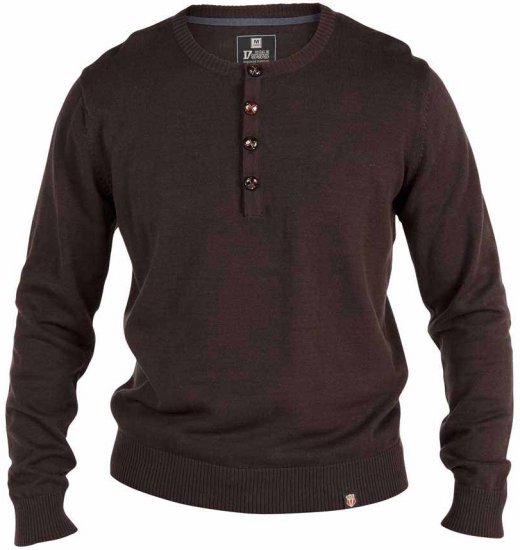 D555 Grandad Knitted Sweater Brown - Herren-sweater und -hoodies - Herren-Sweater und -Hoodies in großen Größen
