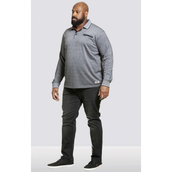 D555 Brockville Long Sleeve Polo Grey - Polo-shirts für herren - Polo-Shirts für Herren in großen Größen