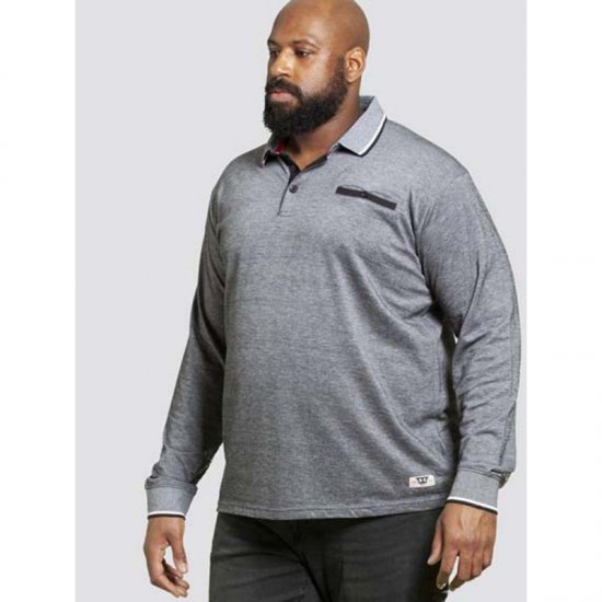 D555 Brockville Long Sleeve Polo Grey - Polo-shirts für herren - Polo-Shirts für Herren in großen Größen