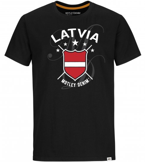 Motley Denim Latvia T-shirt Black - Herren-T-shirts - Herren-T-Shirts in großen Größen