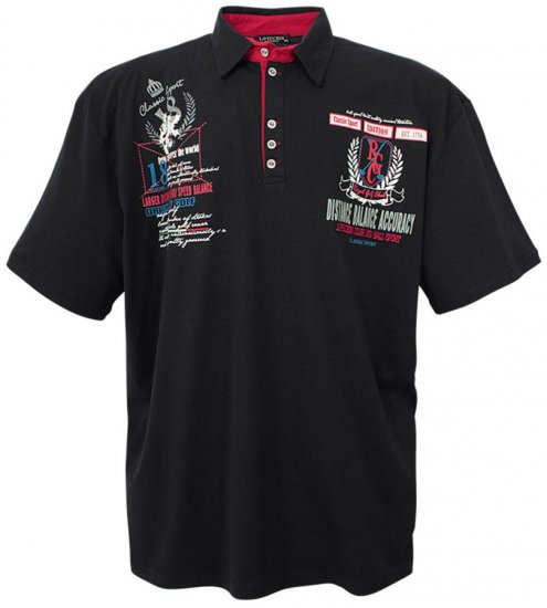 Lavecchia 2038 Printed Jersey Poloshirt Black - Polo-shirts für herren - Polo-Shirts für Herren in großen Größen