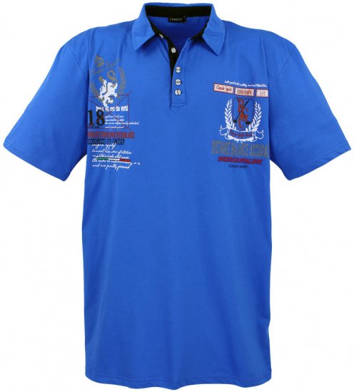 Lavecchia 2038 Printed Jersey Poloshirt Royal Blue - Polo-shirts für herren - Polo-Shirts für Herren in großen Größen