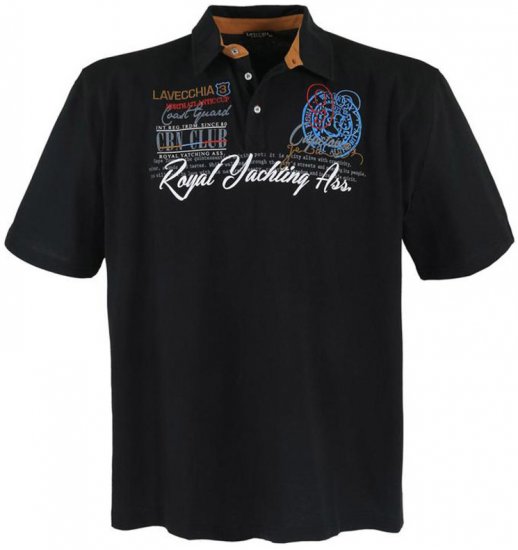 Lavecchia 4688 Printed Jersey Poloshirt Black - Polo-shirts für herren - Polo-Shirts für Herren in großen Größen