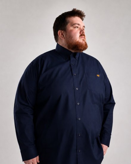 Motley Denim Lisbon Long Sleeve Shirt Navy - Herrenhemden - Herrenhemden in großen Größen