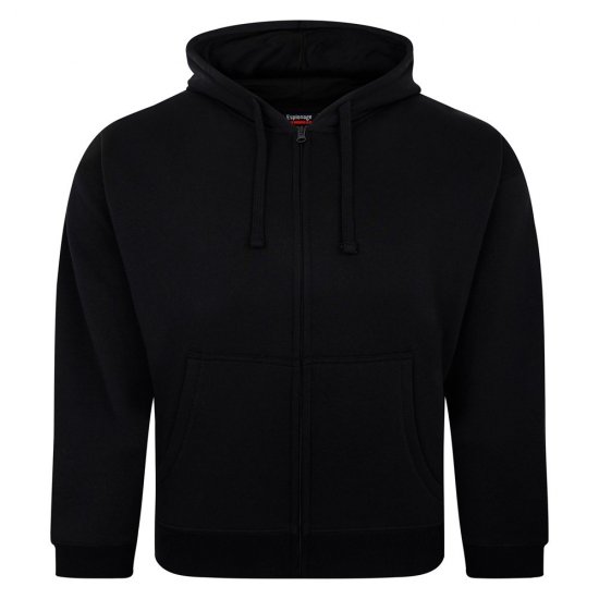 Espionage LW162 Hooded Zip Through Sweat Shirt Schwarz - Herren-sweater und -hoodies - Herren-Sweater und -Hoodies in großen Größen
