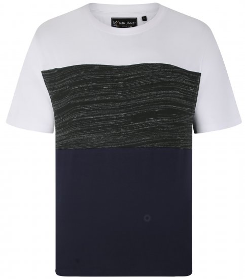Kam Jeans 5739 Contrast Panel Cut & Saw T-Shirt Charcoal - Herren-T-shirts - Herren-T-Shirts in großen Größen