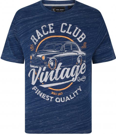 Kam Jeans 5740 Race Club Injected Marl Tee Indigo - Herren-T-shirts - Herren-T-Shirts in großen Größen